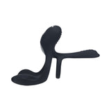 LEVELZ Triple Motor Vibrating Silicone Cock Ring Black side view showcasing sleek design and motors for enhanced stimulation.