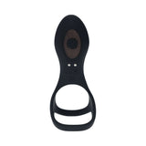 LEVELZ Vibrating Silicone Cock & Ball Ring with Shaft Loop Black top view showing design and button