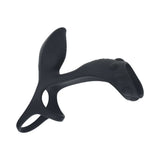 LEVELZ Vibrating Silicone Cock & Ball Ring with Shaft Loop Black - Multi-loop design for enhanced stimulation.