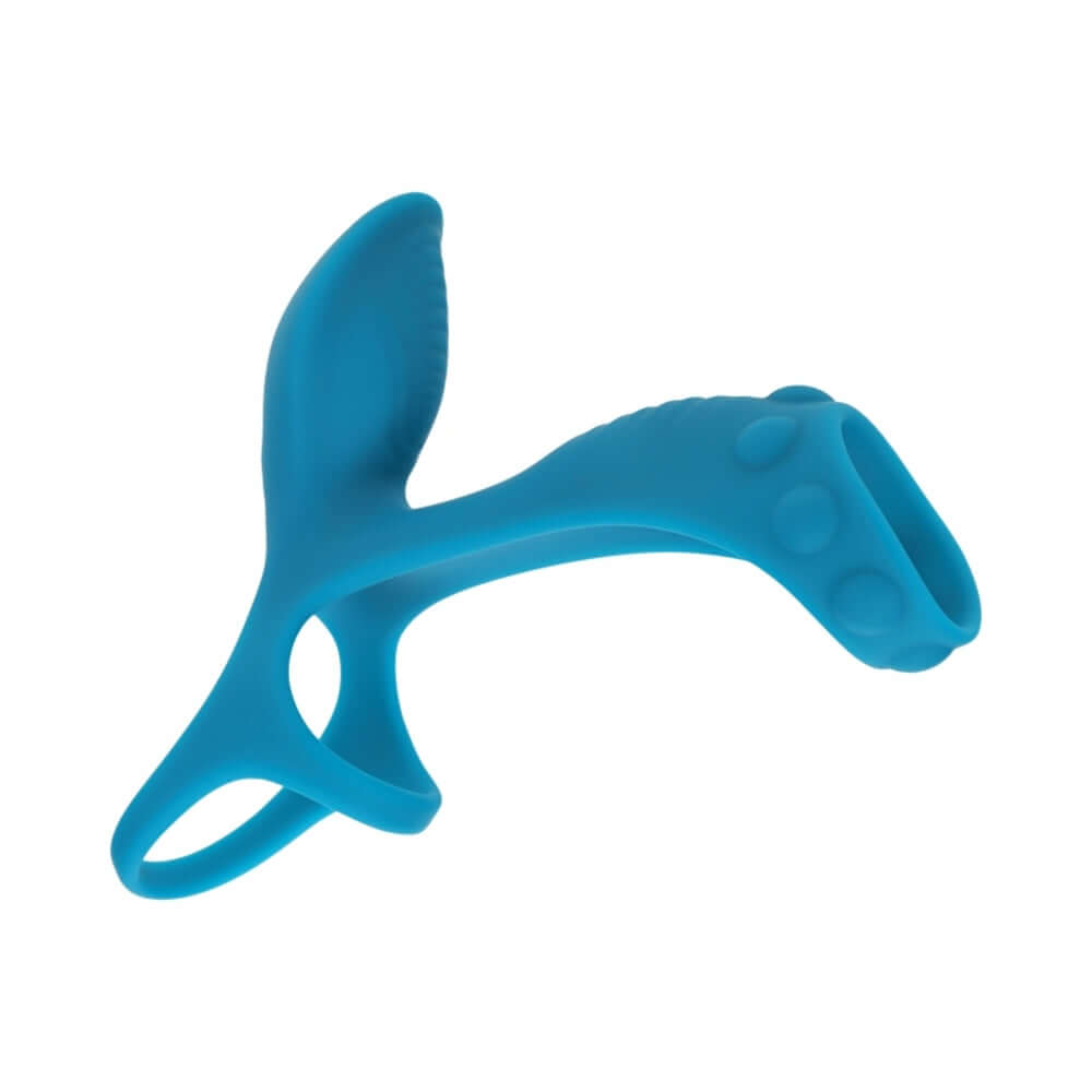 LEVELZ Vibrating Silicone Cock & Ball Ring with Shaft Loop Teal, designed for enhanced stimulation and comfort.