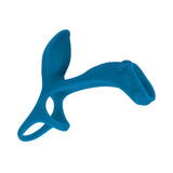 LEVELZ Vibrating Silicone Cock & Ball Ring with Shaft Loop Teal in bright teal color showcasing its unique design.