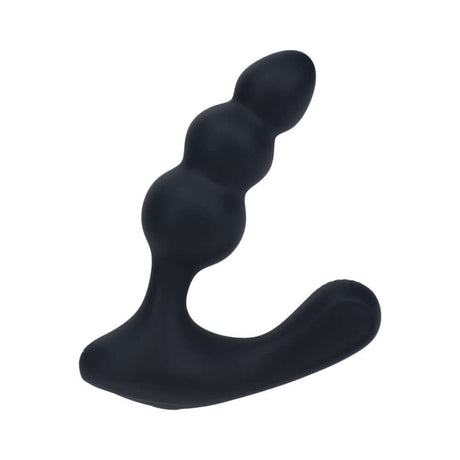LEVELZ Beaded Vibrating Silicone Prostate Stimulator Black with ergonomic design and graduated beads for deep stimulation.