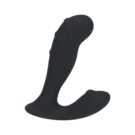LEVELZ Ribbed Vibrating Silicone Prostate Stimulator Black with textured design for enhanced internal stimulation.