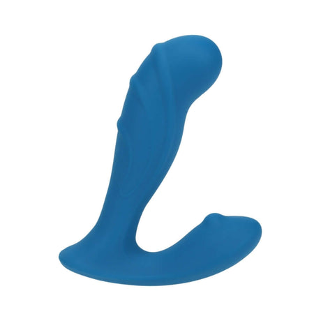 LEVELZ Ribbed Vibrating Silicone Prostate Stimulator Teal in a sleek teal design showcasing ribbed texture.