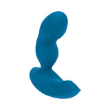 LEVELZ Ripple Vibrating Silicone Prostate Stimulator Teal showcasing its ergonomic design and wave-like contours.