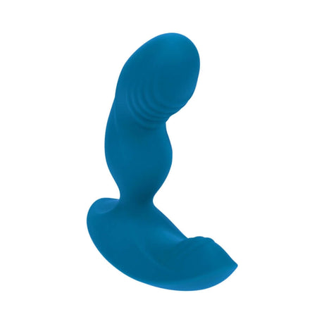 LEVELZ Ripple Vibrating Silicone Prostate Stimulator Teal showcasing its ergonomic design and wave-like contours.