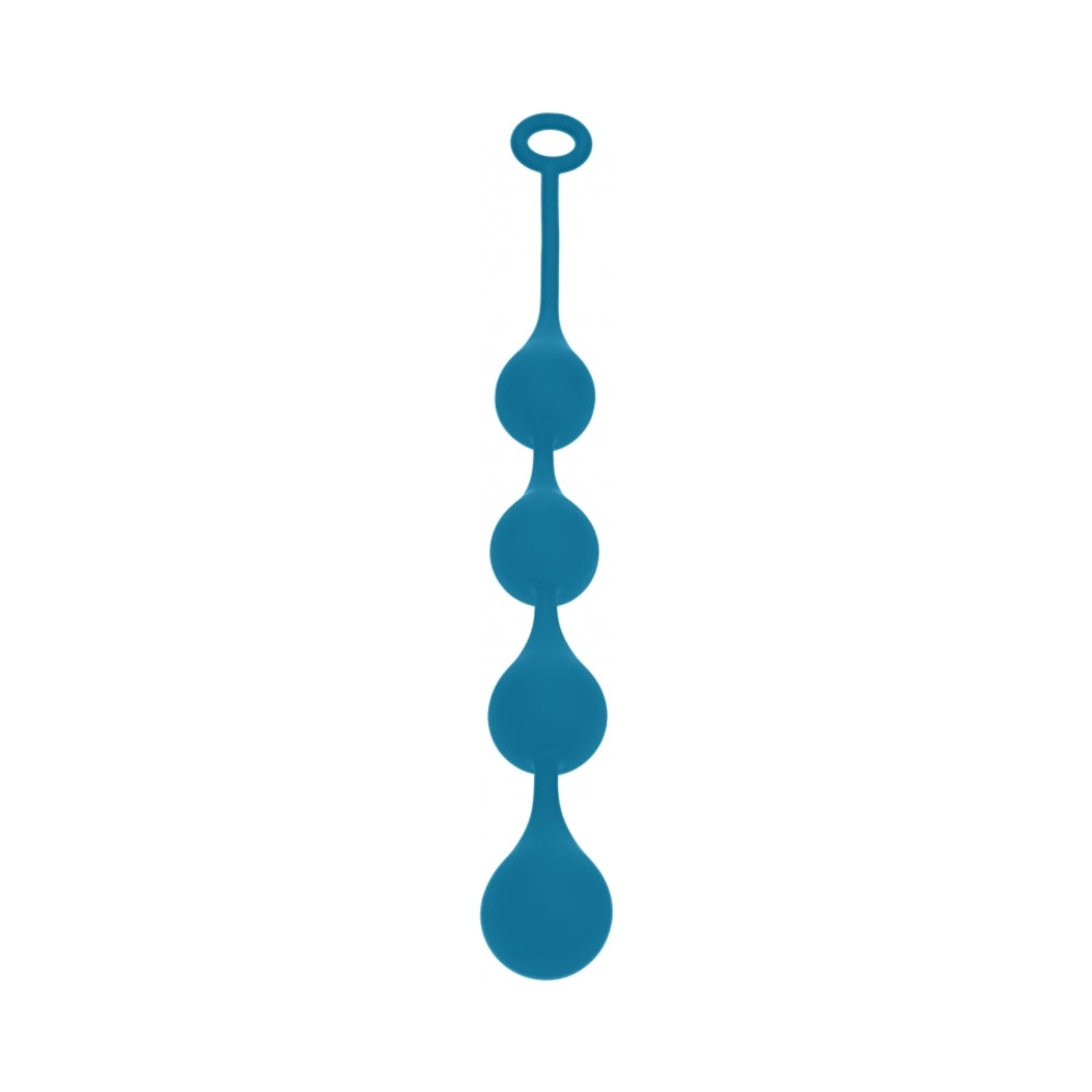 Levelz Waterdrop Silicone Anal Balls Large 40mm Teal in blue silicone with tapered droplet-shaped beads for anal play.