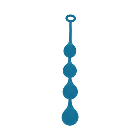 Levelz Waterdrop Silicone Anal Balls Large 40mm Teal in blue silicone with tapered droplet-shaped beads for anal play.