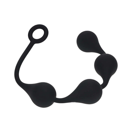 LEVELZ Waterdrop Silicone Anal Balls XLarge 50mm Black in smooth black silicone for enhanced pleasure.