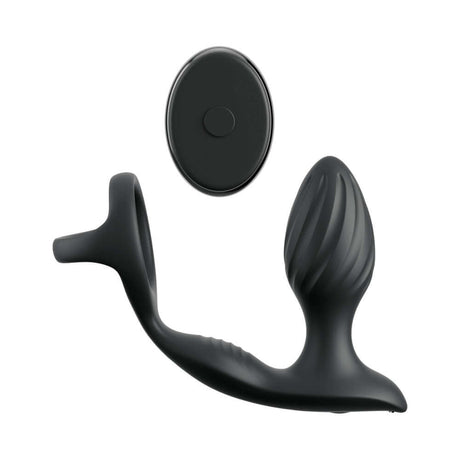 Anal Fantasy Elite Ass-Gasm Gyro-Milk Pro Black prostate massager with remote control in black color.