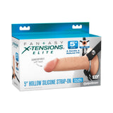 Fantasy X-Tensions Elite Hollow Strap-On Dual Density 5 inch Light packaging featuring a comfortable soft head design.