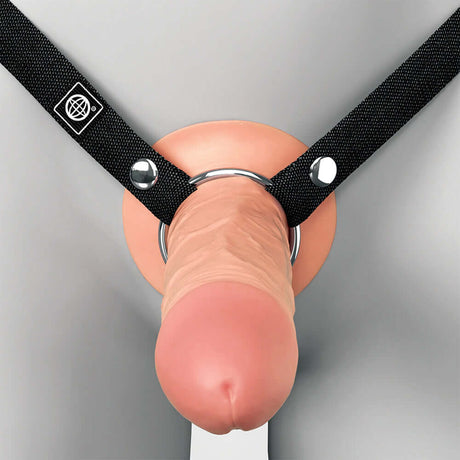 Fantasy X-Tensions Elite Hollow Strap-On Dual Density 5 inch Light on a harness showcasing realistic detail.