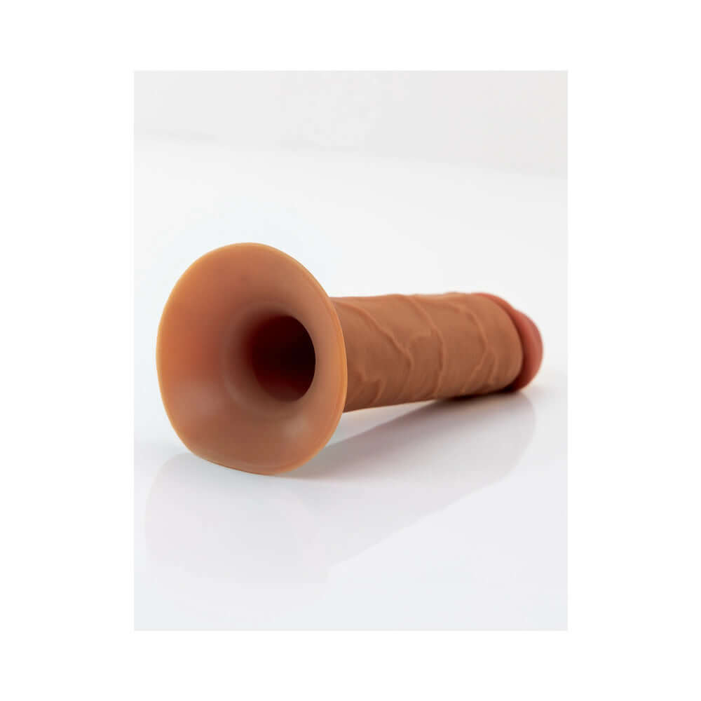 Fantasy X-Tensions Hollow Strap-On Dual Density 9 inch Brown showing the harness attachment end.