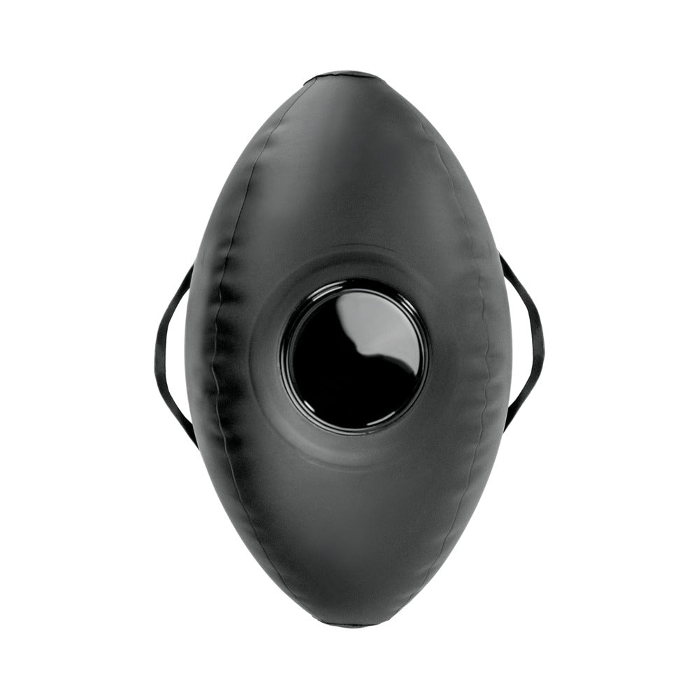 Fetish Fantasy Series Body Dock Inflatable Love Ball Black - top view of the inflatable ball with hand grips.