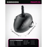 Fetish Fantasy Series Body Dock Inflatable Love Ball Black showing dimensions and design features.
