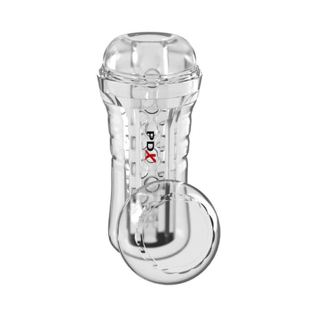 PDX Elite ViewTube See-Thru EZ-Grip Clear stroker with transparent design and textured canal for enhanced pleasure.