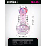 Dimensions of the PDX Elite ViewTube XXL See Thru EZ-Grip LED Stroker Clear, showcasing its design and measurements.