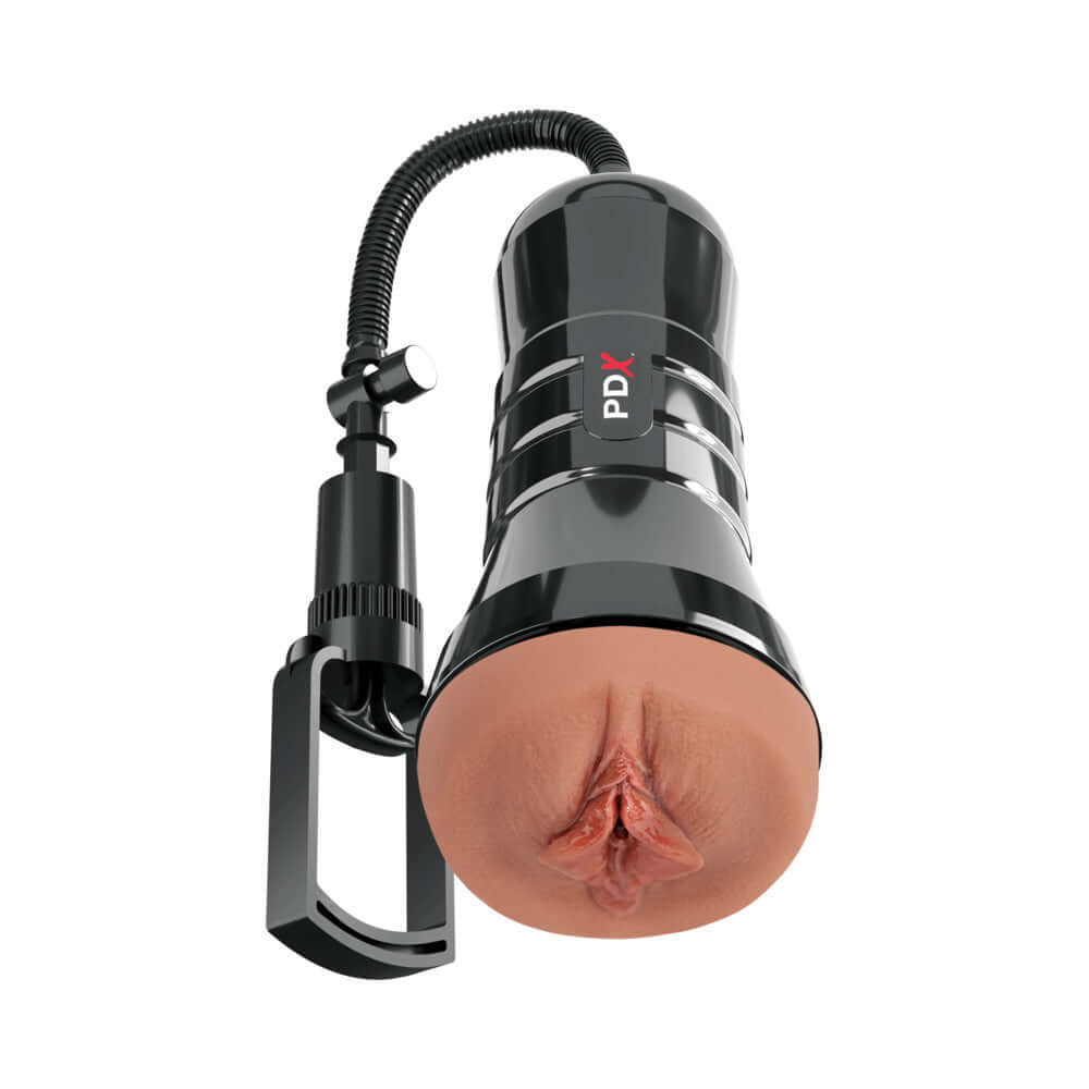 PDX Extreme Wet Pussies Super Sucker XXL Stroker Brown showcasing ultra-realistic design and suction features.