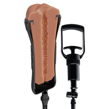 PDX Extreme Wet Pussies Super Sucker XXL Stroker Brown with suction mechanism for intense stimulation.