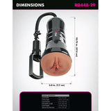 PDX Extreme Wet Pussies Super Sucker XXL Stroker Brown dimensions image with measurements and product features.