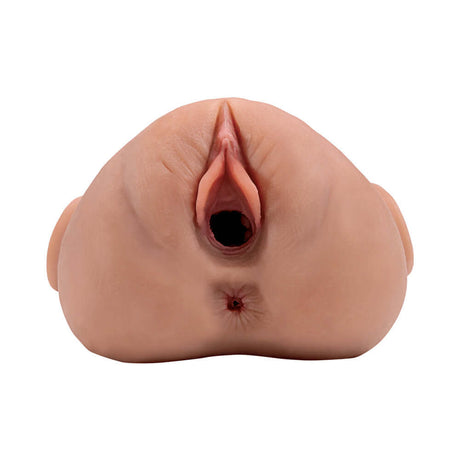 PDX Plus Double Pounder Vibrating Squeeze Stroker Brown realistic design for ultimate pleasure and personalized experience.