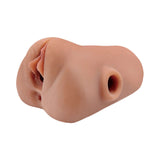 PDX Plus Double Pounder Vibrating Squeeze Stroker Brown showing realistic design and textures for ultimate pleasure.