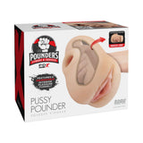 PDX Plus Pussy Pounder Squeeze Stroker Light package displaying patented Squeeze-Core technology for enhanced pleasure.