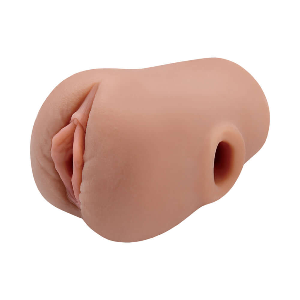 PDX Plus Pussy Pounder Squeeze Stroker Brown, ultra-lifelike Fanta Flesh stroker for unmatched satisfaction.