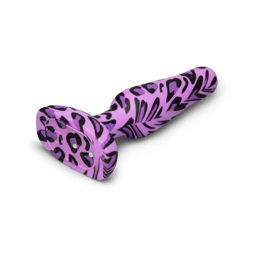 b-Vibe Novice Butt Plug Leopard in pink and black leopard print pattern, ideal for beginners in anal exploration.