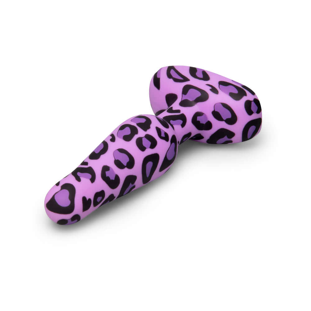 b-Vibe Novice Butt Plug Leopard in purple with leopard print design, perfect for beginners.