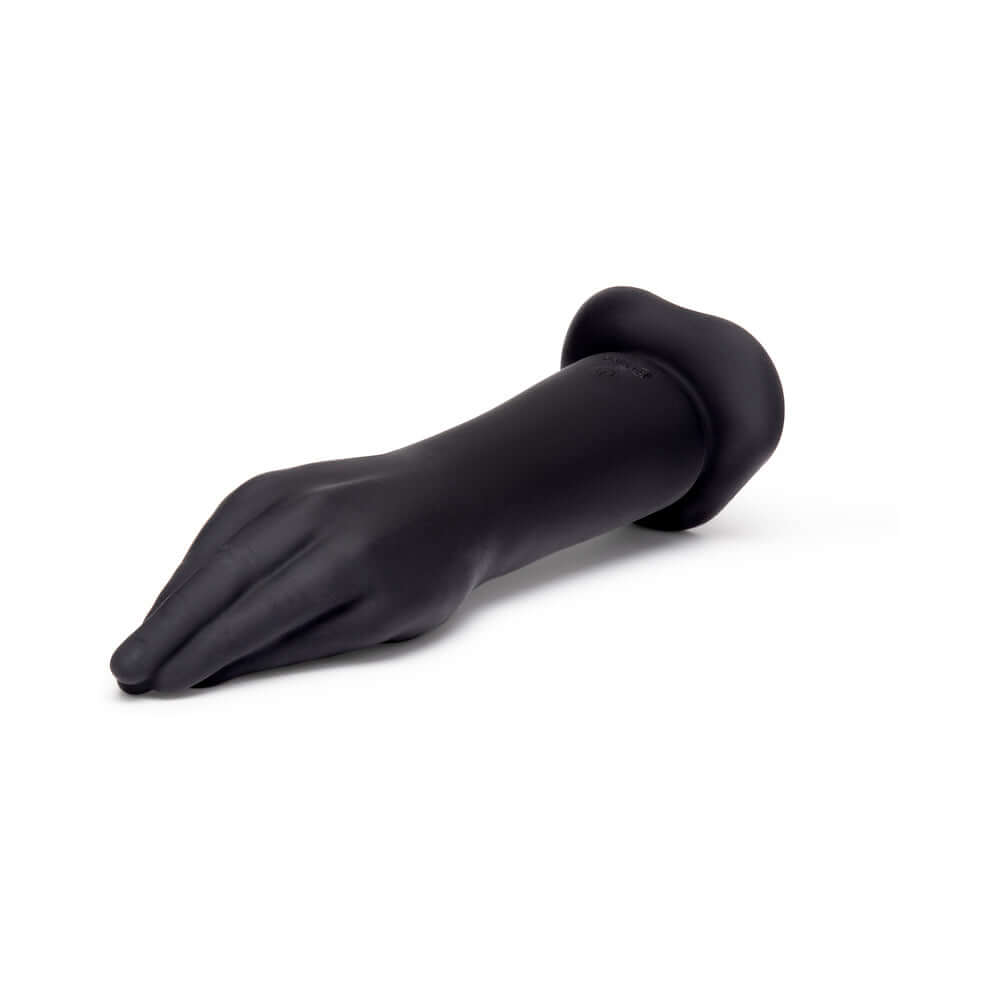 b-Vibe Vibrating Silicone Fisting Dildo in sleek black silicone, designed for intense full-body sensations.