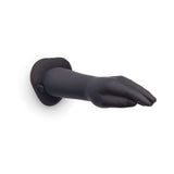 b-Vibe Vibrating Silicone Fisting Dildo shown in black silicone, designed for intense depth play and full-body sensations.