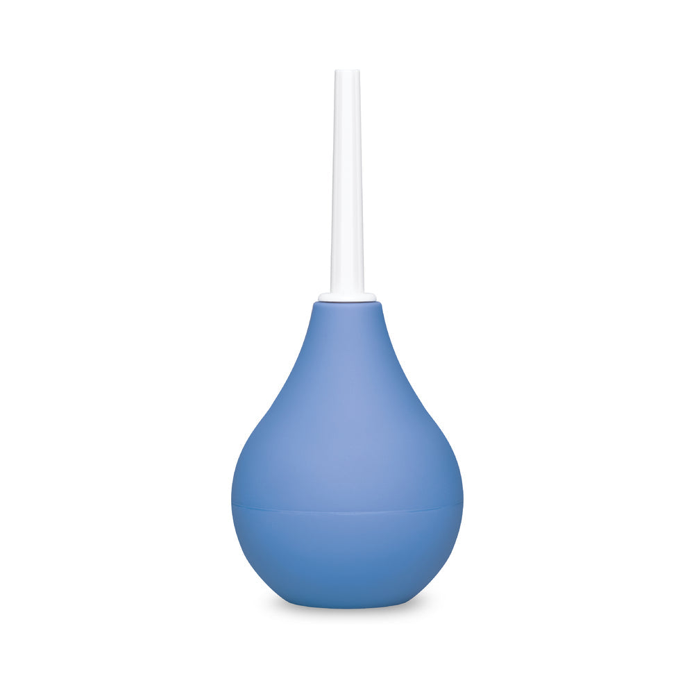 b-Vibe Compact Enema Douche Blue designed for convenient and discreet hygiene, perfect for travel
