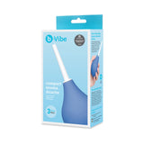 b-Vibe Compact Enema Douche Blue in packaging, perfect for travel and on-the-go cleanliness.