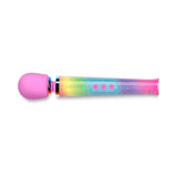 Le Wand Petite All That Glimmers Ombre compact wand massager in vibrant rainbow ombre finish.