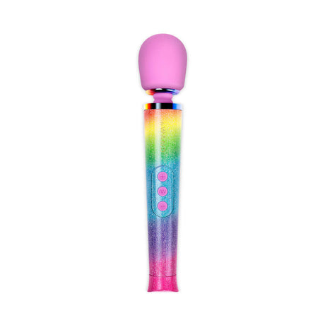 Le Wand Petite All That Glimmers Ombre in vibrant rainbow ombre finish, compact design, high-performance wand massager.