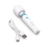 Le Wand Classique Mini Wand Massager with USB charging cable for travel-friendly pleasure.