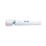 Le Wand Classique Petite Wand Massager in white with turquoise accents, designed for deep muscular relief.