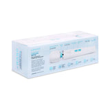 Le Wand Classique Petite Wand Massager packaging showing features and design, ideal for muscle relief.