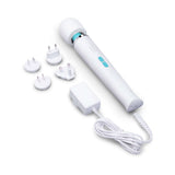 Le Wand Classique Rechargeable Wand Massager with accessories and charging adapter.