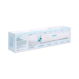 Le Wand Classique Rechargeable Wand Massager in stylish packaging showcasing controls and product features.