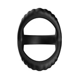 Forto F-59 Tri Cock & Ball Ring Black, a versatile 3-in-1 design enhancing support and performance.