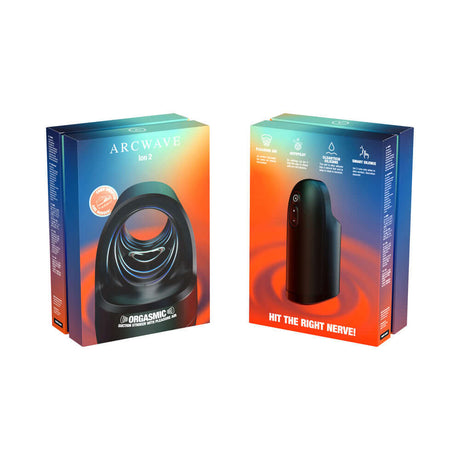 Arcwave Ion 2 Pleasure Air Stroker Black packaging showcasing innovative design and features.
