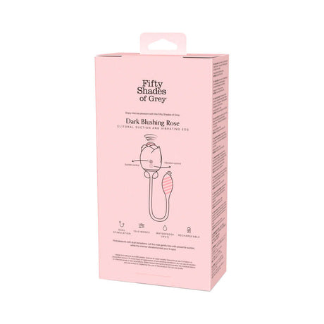 Fifty Shades of Grey Dark Blushing Rose packaging showcasing dual stimulator features.