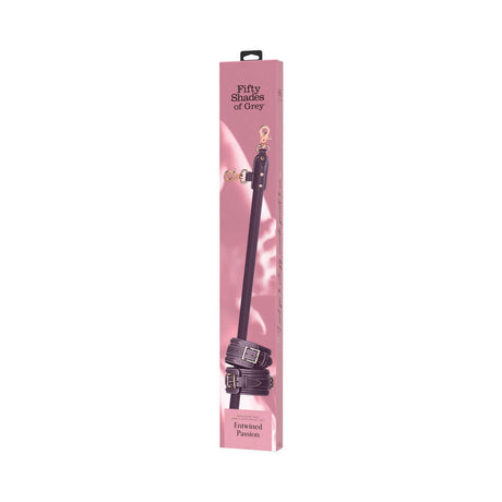 Fifty Shades of Grey Entwined Passion Spreader Bar packaging featuring sleek faux leather and accentuated design.