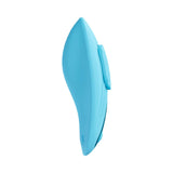 Loveline Celeste Rechargeable Remote Control Panty Vibrator Blue side view in a vibrant blue color.
