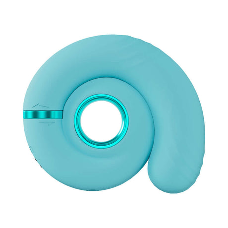 LoveLine Gyre Rechargeable Silicone Vibrating Swirl Blue, elegant design, smooth silicone vibrator for pleasure.