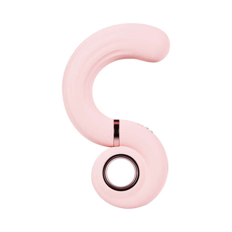 LoveLine Tourner Rechargeable Silicone Vibrating Swirl Pink, a uniquely curved pink vibrator with elegant design.