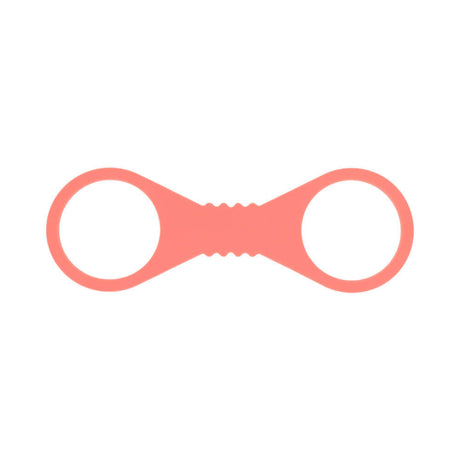 Sportsheets Sex & Mischief Peaches n CreaMe Large Silicone Cuffs in soft pink silicone for playful restraint.