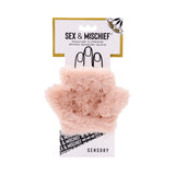 Sportsheets Sex & Mischief Peaches n CreaMe Spiked Sensory Glove in fluffy pink design with spikes for sensory play.